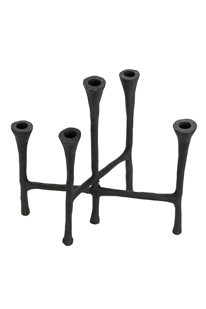 Svart ljusstake i järn för 5 kronljus