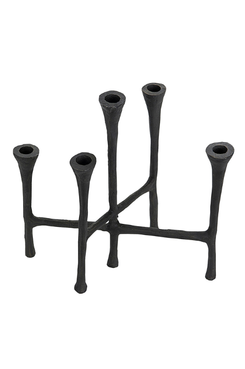 Svart ljusstake i järn för 5 kronljus
