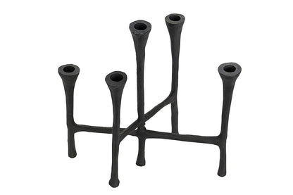 Svart ljusstake i järn för 5 kronljus