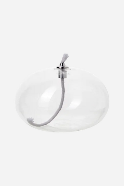 Oval handgjord oljelampa i transparent glas Ø13 cm