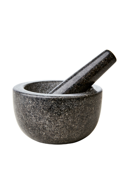 Mortel med stöt THYME i svart granit