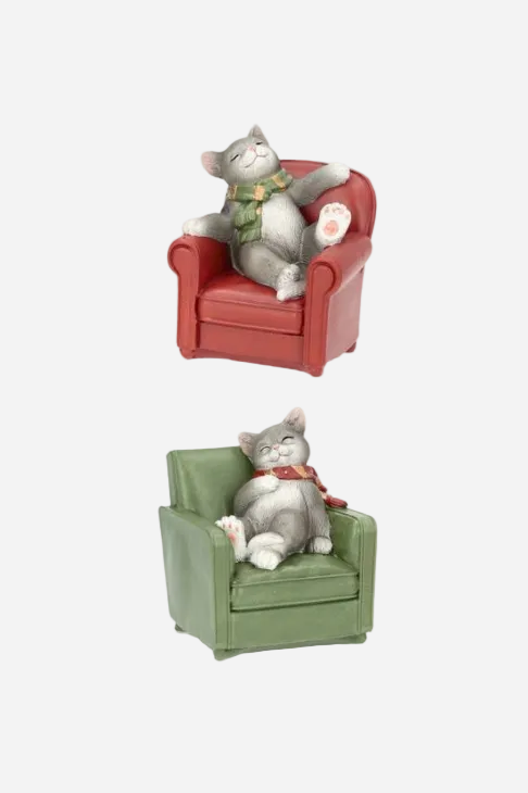 Katt i fåtölj – Juldekoration