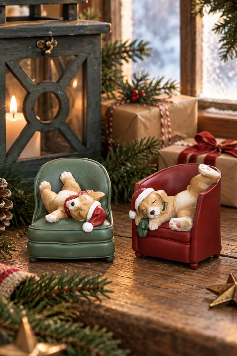 Hund i fåtölj – Juldekoration