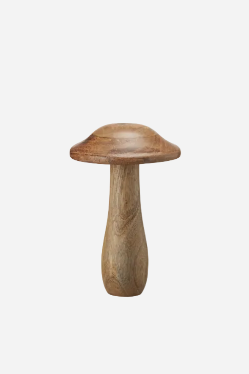 Stor dekorationssvamp Prema i naturfärgat trä, 20 cm hög.