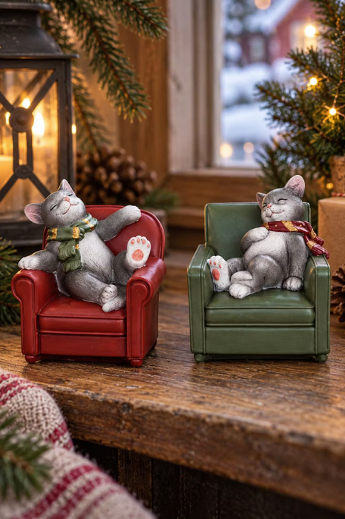 Katt i fåtölj – Juldekoration