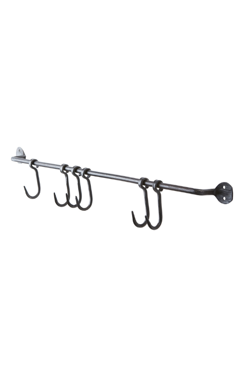 Loke krokstång i svart järn med S-krokar 60 cm