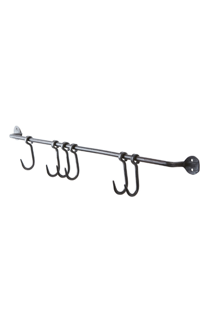 Loke krokstång i svart järn med S-krokar 60 cm