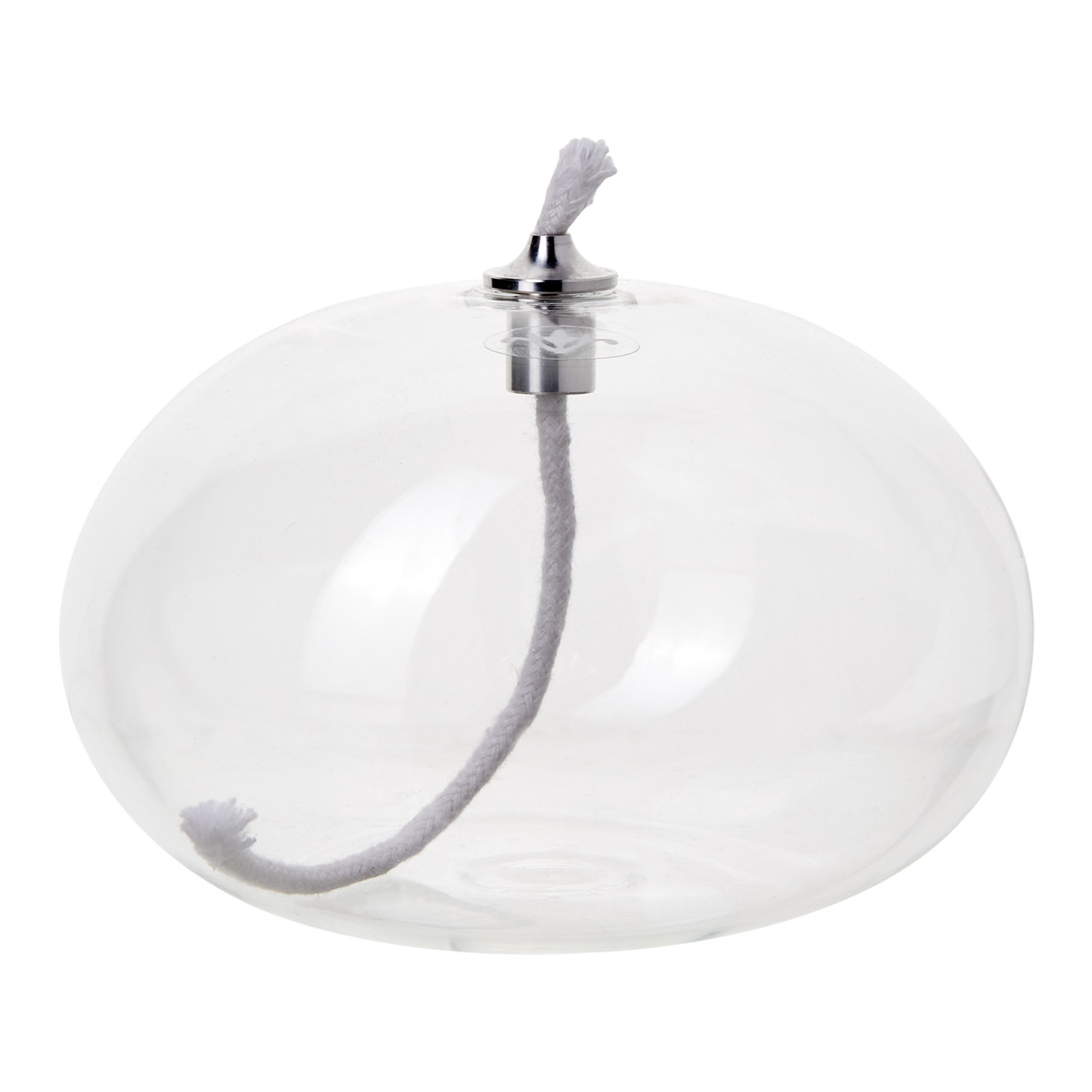 Oval handgjord oljelampa i transparent glas Ø13 cm