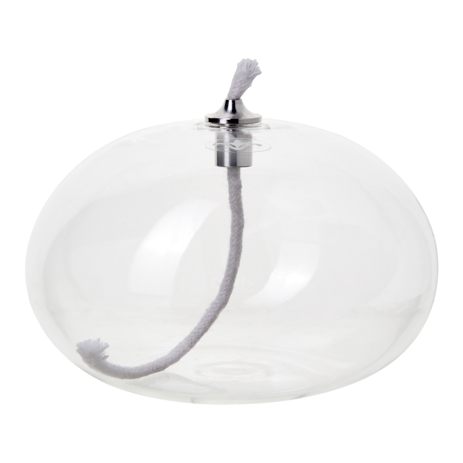 Oval handgjord oljelampa i transparent glas Ø13 cm