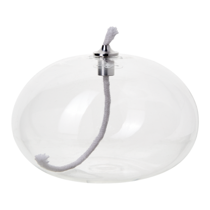 Oval handgjord oljelampa i transparent glas Ø13 cm
