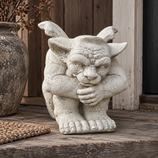 Stor gargoyle i betong – handgjuten trädgårdsfigur från Betongtorpet
